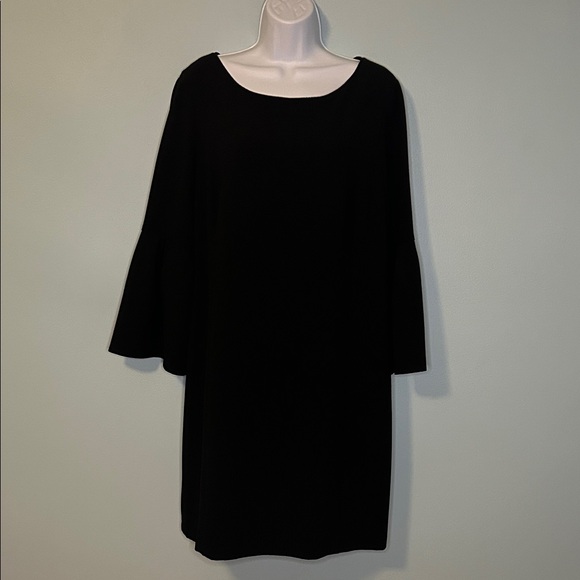EUC Laundry By Shelli Segal Black Long Bell Sleeve Dress, Size 14 - Picture 1 of 5